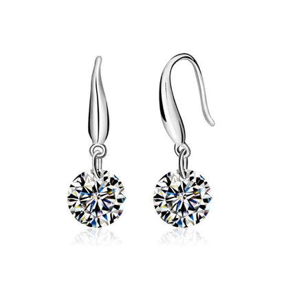 Ohrringe aus Sterlingsilber mit einem einzelnen Zirkonia-Diamanten für Damen
