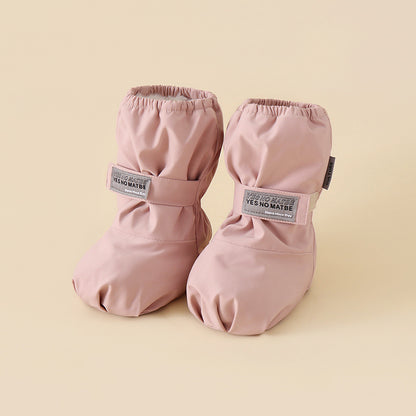 Wasserdichte Kinder-Baumwollschuhe, grenzüberschreitend europäisch und amerikanisch, Winterschuhe für Babys und Kleinkinder, Knöchelsocken, Zwei-in-Eins-Samtschuhe, Kinderschuhe