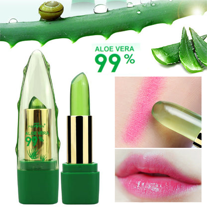 Aloe-Vera-Gel, farbverändernder Lippenstift, Gloss, Feuchtigkeitscreme, Anti-Austrocknung, Entsalzung, feinkörniger Lippenbalsam, Pflege
