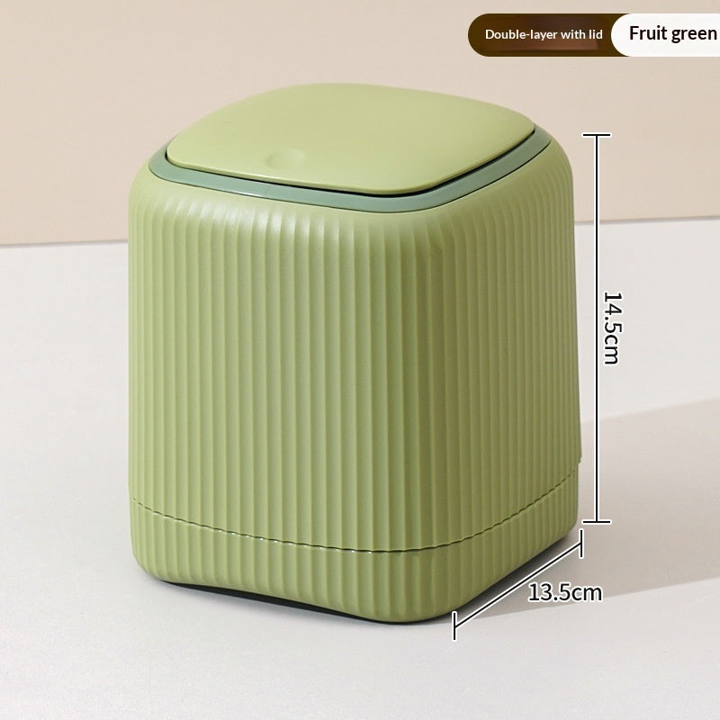 Übergroßer, doppelwandiger Mini-Tischmülleimer mit Deckel für bequeme Benutzer