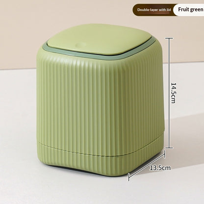 Übergroßer, doppelwandiger Mini-Tischmülleimer mit Deckel für bequeme Benutzer