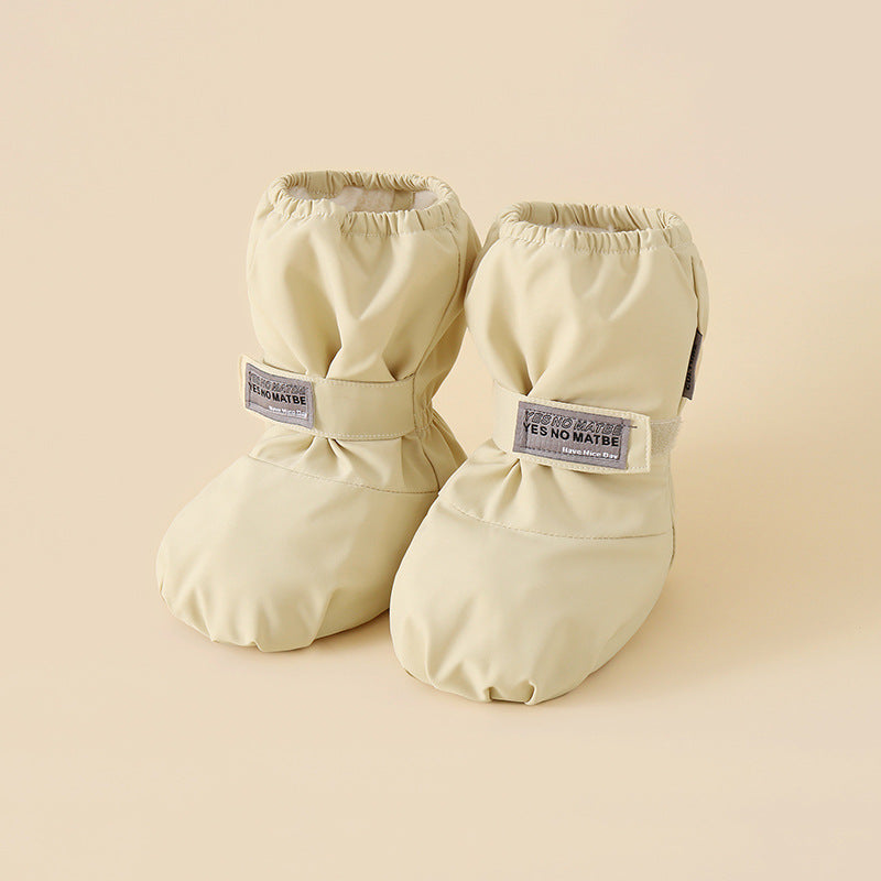 Wasserdichte Kinder-Baumwollschuhe, grenzüberschreitend europäisch und amerikanisch, Winterschuhe für Babys und Kleinkinder, Knöchelsocken, Zwei-in-Eins-Samtschuhe, Kinderschuhe