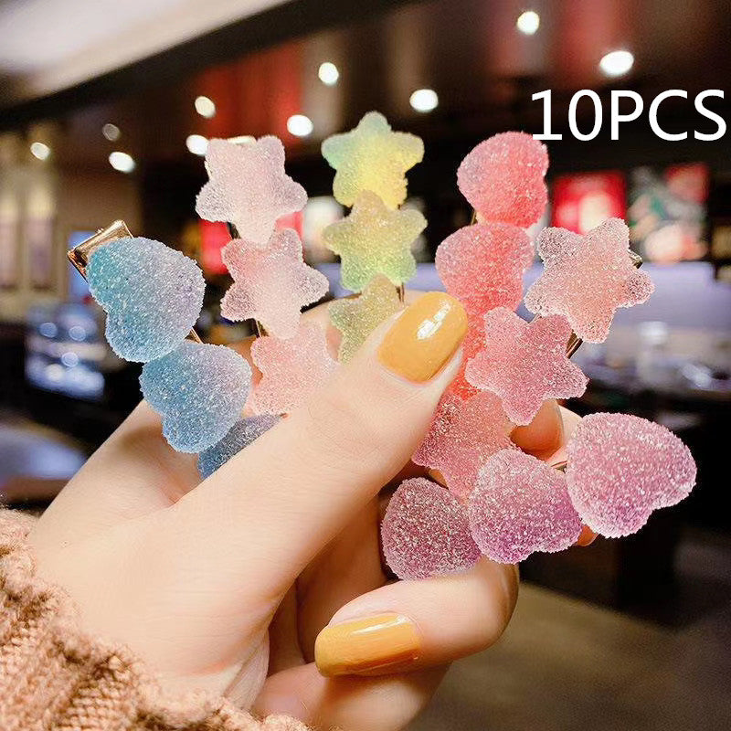 Koreanische Kristall-Seestern-Haarspange, seitliche Damen-Haarspange, Entenschnabel-Haarspange, Macaron-Haarspange