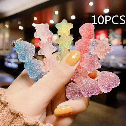 Koreanische Kristall-Seestern-Haarspange, seitliche Damen-Haarspange, Entenschnabel-Haarspange, Macaron-Haarspange