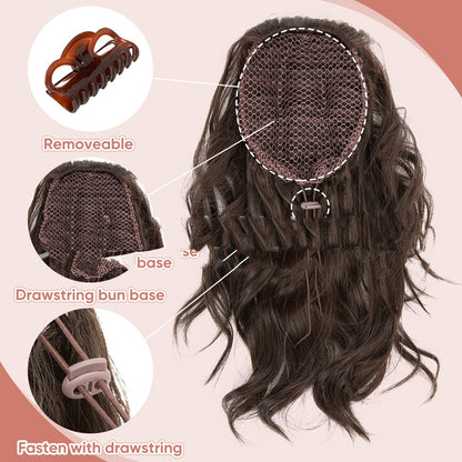 Birnenförmiger Haarknoten, hoher Pferdeschwanz aus Kunstfasern