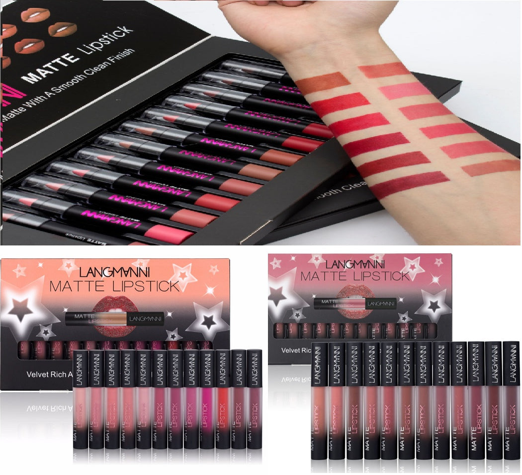Mattes Lippenstift-Set, wasserfest, langanhaltend, samtig