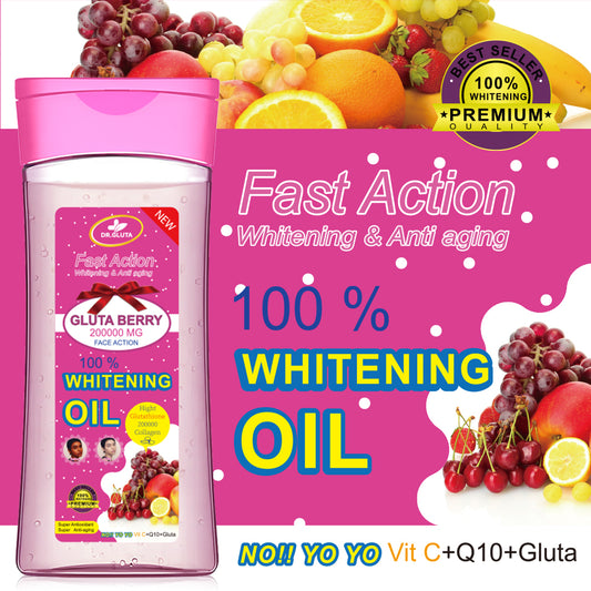 Glutathione Whitening Oil Fast Action Whitening & Anti Aging Body Oil Fruit Berry Collagen Skin Care 200ml