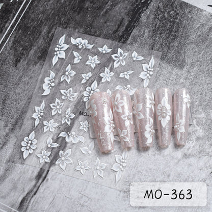 Kamelie 5D Relief Nagelsticker Stereo Ornament