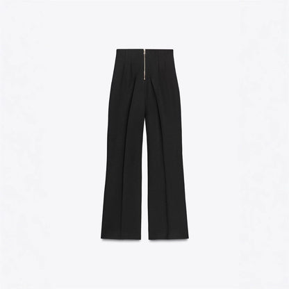 Retro-Mode: Vielseitige, figurformende High-Waist-Hose mit Reißverschluss-Dekoration