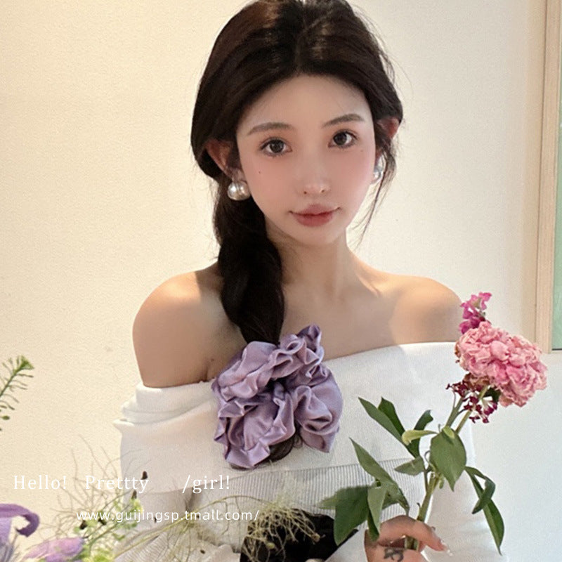 Haargummi im koreanischen Ballettstil, plissiert, übergroß, mit Kissenform