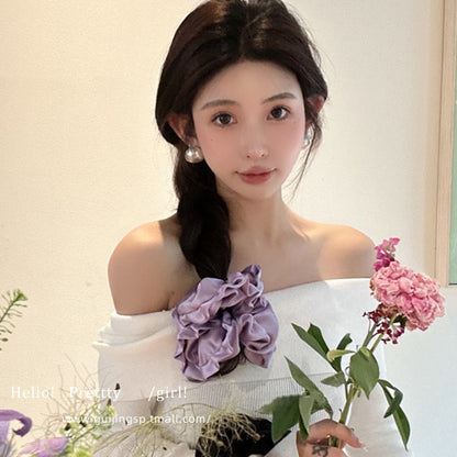 Haargummi im koreanischen Ballettstil, plissiert, übergroß, mit Kissenform