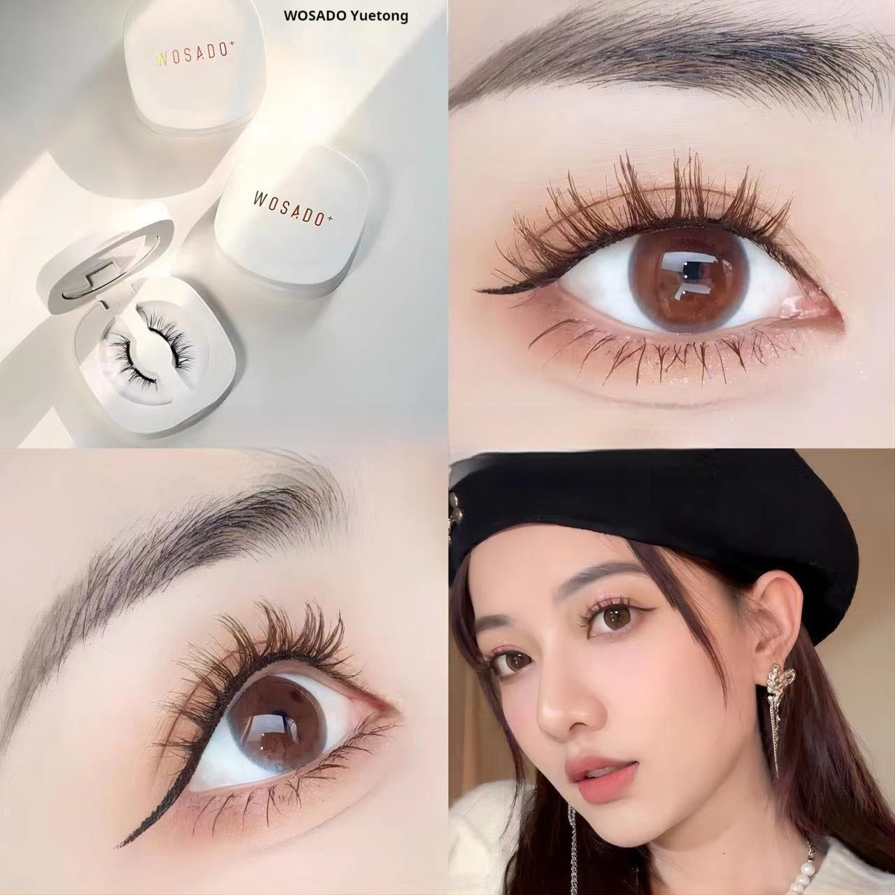 Magnetische Wimpern, ohne Kleber, Einweg, zartes Augen-Make-up, weiche Seide, schwarz, dreidimensional geschwungen