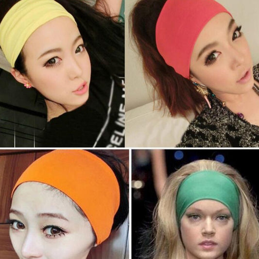 Candy Color Extra Wide Women Headband Headdress Yoga Sports Elastic Band