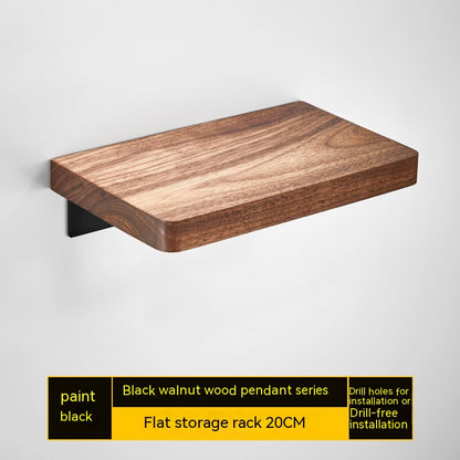 Wandmontiertes Aufbewahrungsregal aus Walnussholz (ohne Bohren)