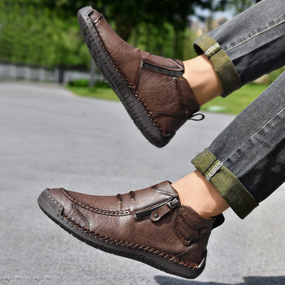 Herren-Flats, Stiefeletten, modisch, lässig, mit seitlichem Reißverschluss, elegante Pendlerschuhe