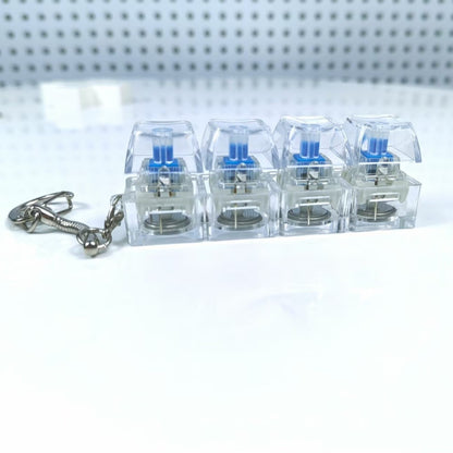 Mechanische Tastatur mit 4 Tasten, elektronisch, leuchtend, transparent, mit höhenverstellbaren Tasten, Druckreduzierung, Anti-Stress-Tastenkappen, Spielzeug, Schulranzenanhänger, Schlüsselanhänger, Dekompressions-Klicker, Gadget, Geschenk