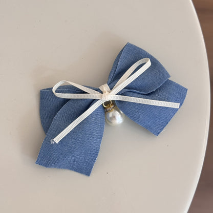 Haarspangen mit Schleife in Denimblau