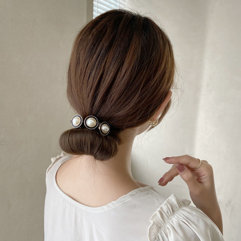 Simple Fluffy Bun Half Bun Hair Tie Elastic Lazy Flower Bud Hairpin Hair Accessories