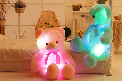 Kreativer, leuchtender LED-Teddybär, Kuscheltier, farbenfrohes, leuchtendes Weihnachtsgeschenk für Kinder, Kissen