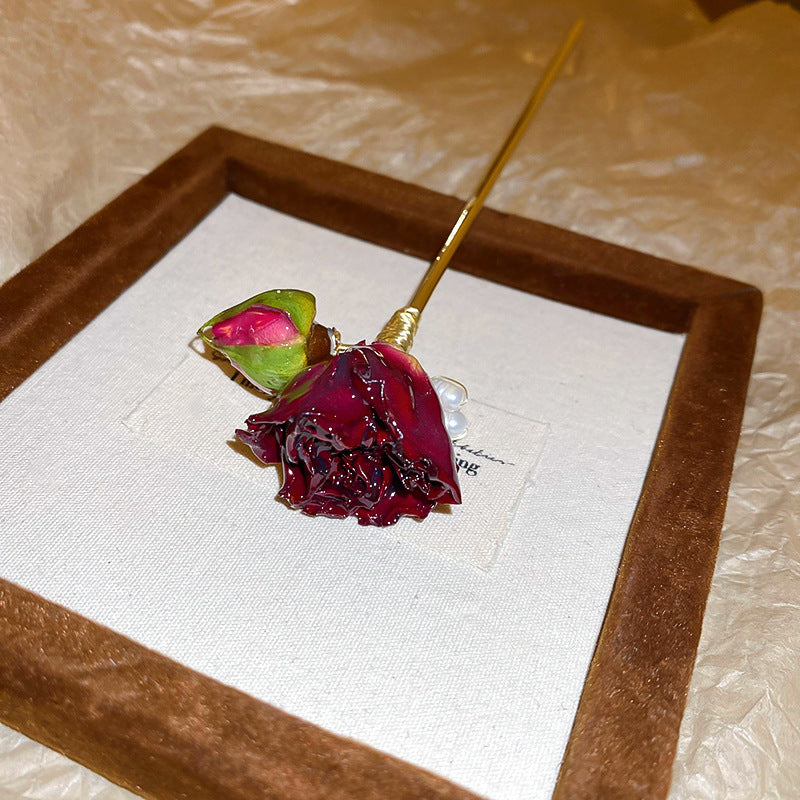 Retro Rose Pearl New Chinese Style Hairpin