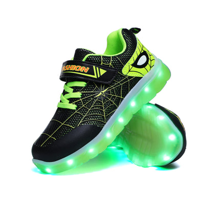 LED-Leuchtschuhe für Kinder, Größe 26-37, USB-aufladbar, Klettverschluss
