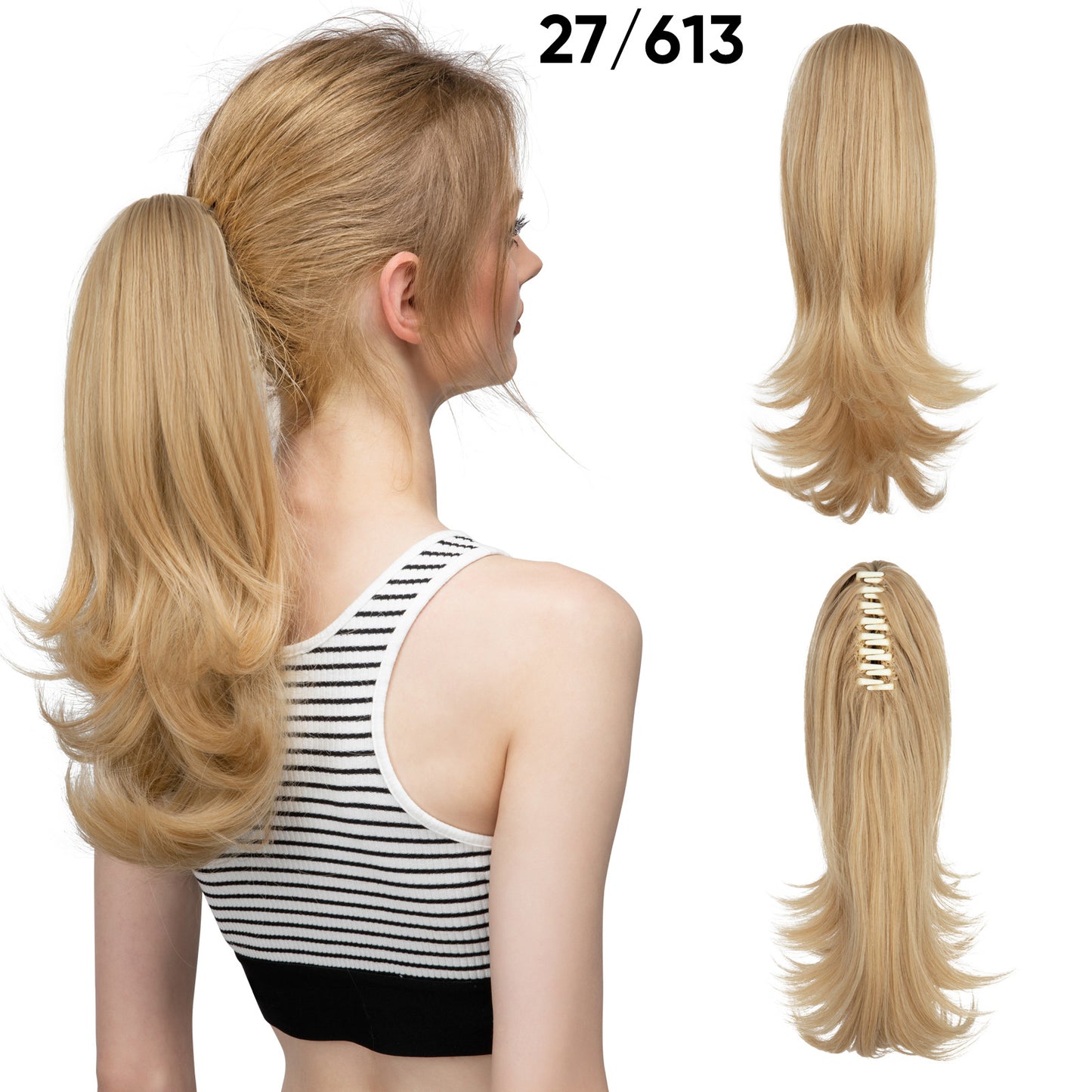 Seidenperücke für Damen, langes Haar, leicht gelockt, kurze Locken