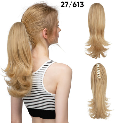 Seidenperücke für Damen, langes Haar, leicht gelockt, kurze Locken