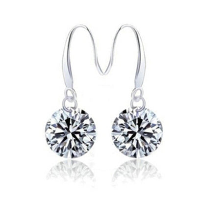 Ohrringe aus Sterlingsilber mit einem einzelnen Zirkonia-Diamanten für Damen