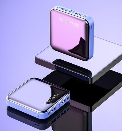 Mini-Powerbank 20000 mAh, tragbarer Powerbank mit Spiegel und Digitalanzeige