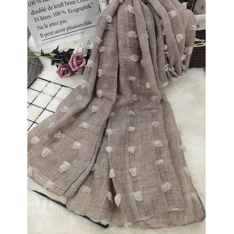 Tie Dye Cotton Linen Ball Scarf Ladies Muslim