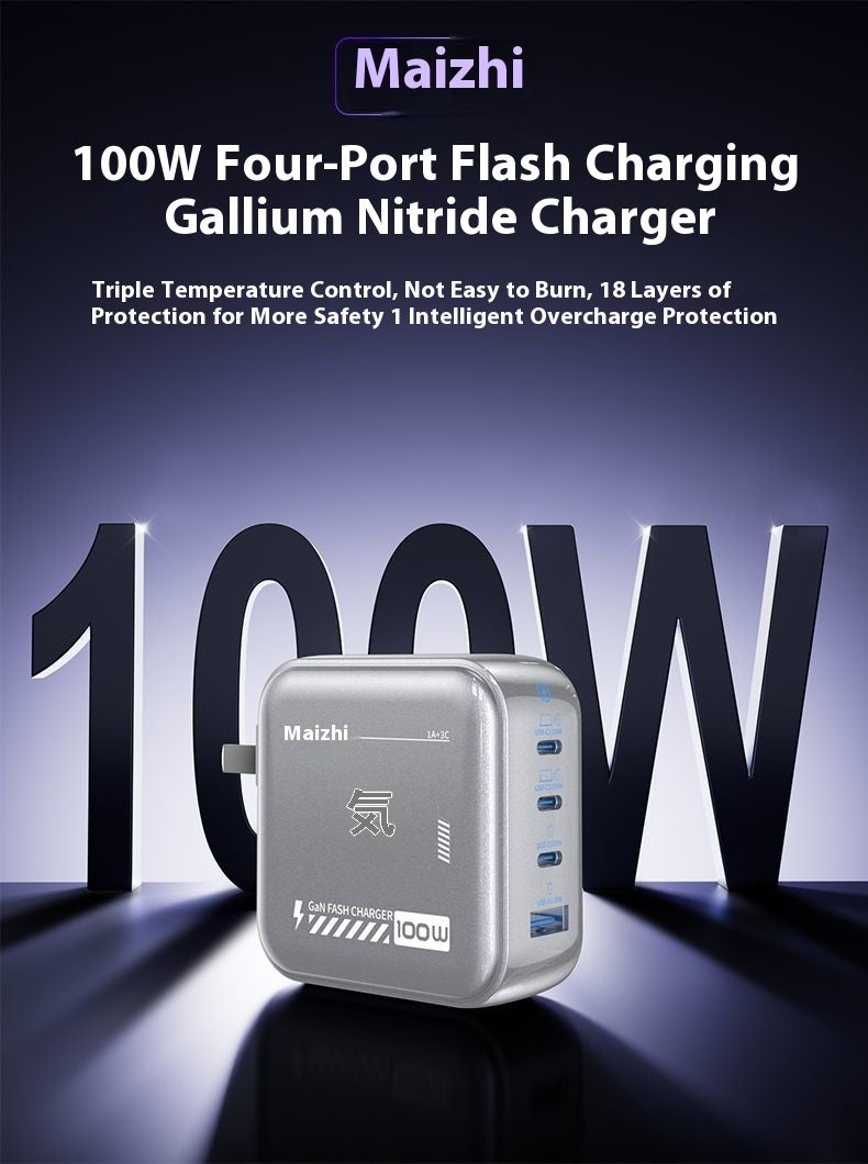 Galliumnitrid-Ladegerät mit Mehrfachanschluss und PD-Schnellladefunktion
