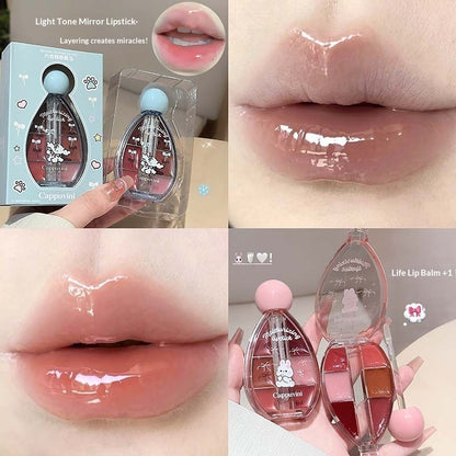 Sechsfarbiger Lipgloss mit Spiegeleffekt, feuchtigkeitsspendend und kristallklar