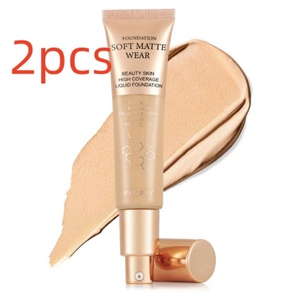 Langanhaltende Concealer-Foundation für ölige Haut, die sich nicht in Fältchen absetzt.