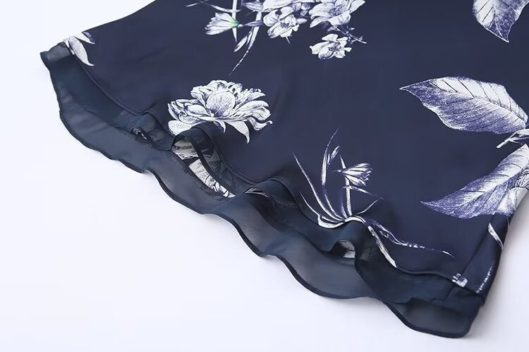 Satin-Midirock mit Blumenmuster für Damen