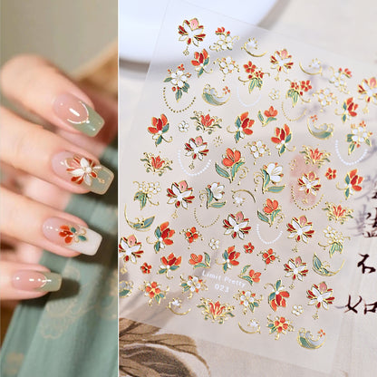 Kamelie 5D Relief Nagelsticker Stereo Ornament