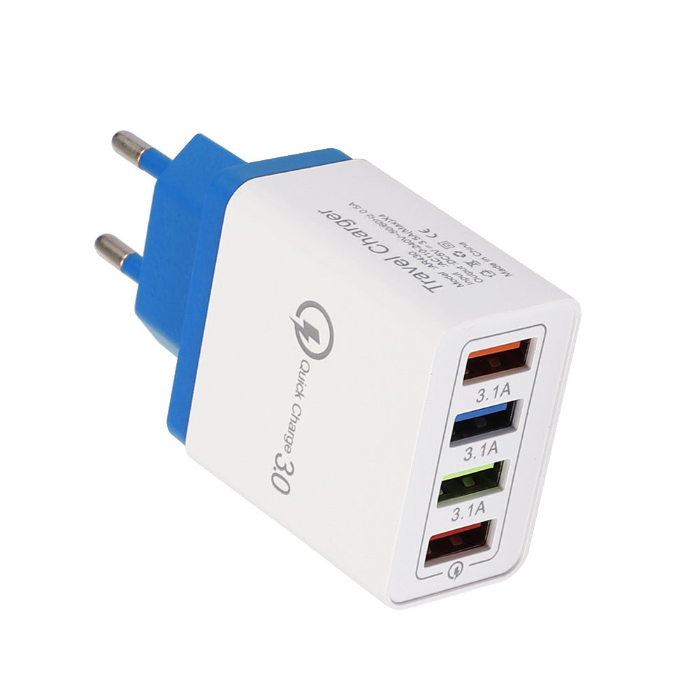 USB-Ladegerät Quick Charge 3.0 4-fach Adapter für Tablets, tragbares Wandladegerät, Schnellladegerät
