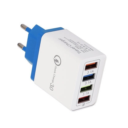 USB-Ladegerät Quick Charge 3.0 4-fach Adapter für Tablets, tragbares Wandladegerät, Schnellladegerät