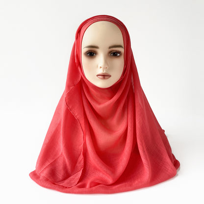 Muslim Kerchief Slub Cotton Scarf Tassel