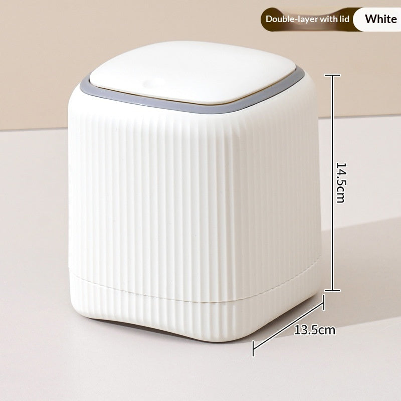 Übergroßer, doppelwandiger Mini-Tischmülleimer mit Deckel für bequeme Benutzer