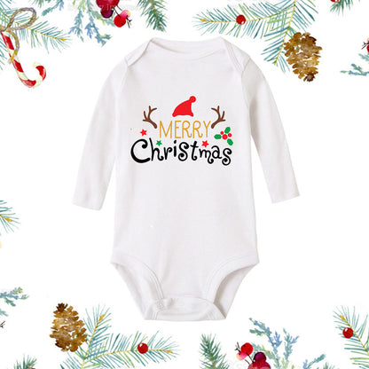 Weihnachtlicher weißer Baby-Strampler mit langen Ärmeln, weiß, für Neugeborene