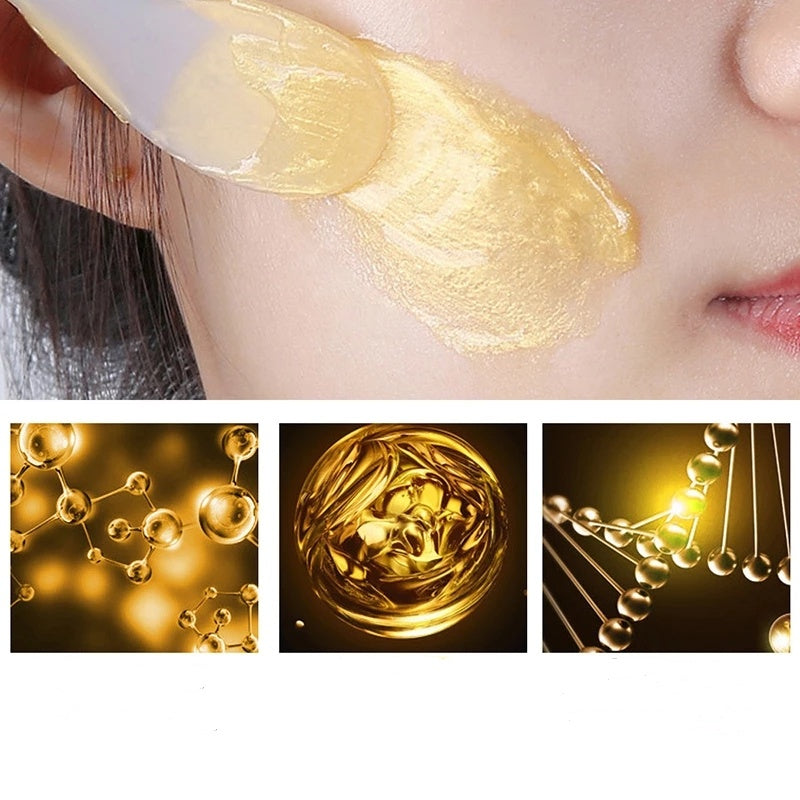 Feuchtigkeitsspendende Abreißmaske mit Goldfolien-Schneckenmotiv