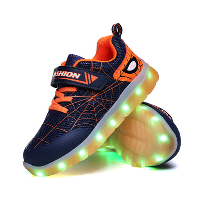 LED-Leuchtschuhe für Kinder, Größe 26-37, USB-aufladbar, Klettverschluss