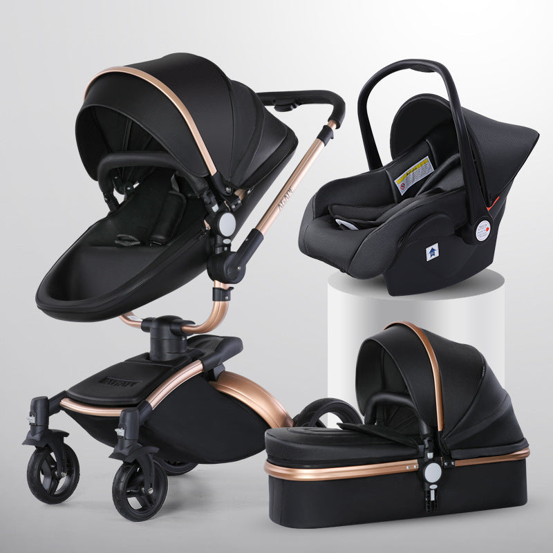 Hochformat-Kinderwagen mit 360°-Drehung, 3-in-1-Korb und Faltfunktion