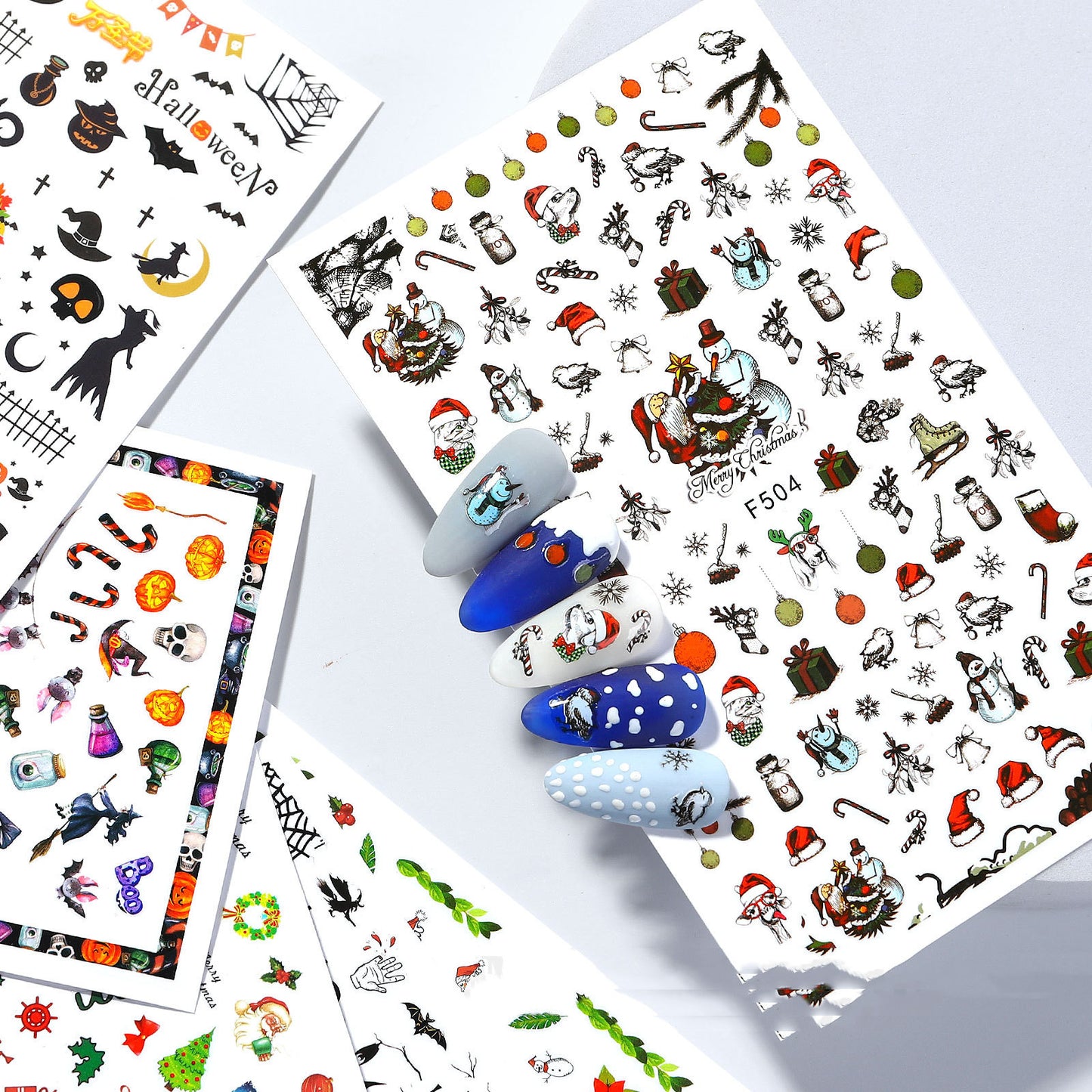 Neuer Nagelaufkleber Weihnachtsmann Aufkleber Riemen Klebstoff