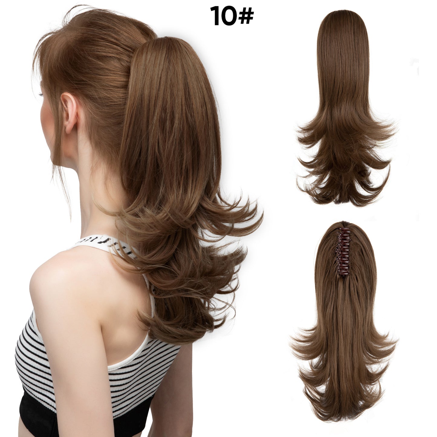 Seidenperücke für Damen, langes Haar, leicht gelockt, kurze Locken