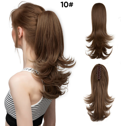 Seidenperücke für Damen, langes Haar, leicht gelockt, kurze Locken