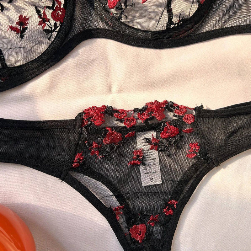 Sexy Dessous-Set aus edler Spitze für Damen, 2-teilig, transparentes Design