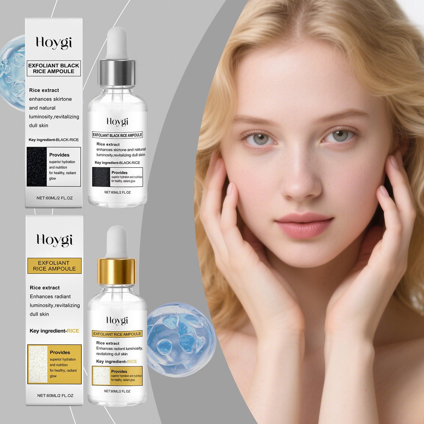 Sanftes Gesichtsreinigungsgel und Feuchtigkeitsserum für weiche, glatte und hydratisierte Haut