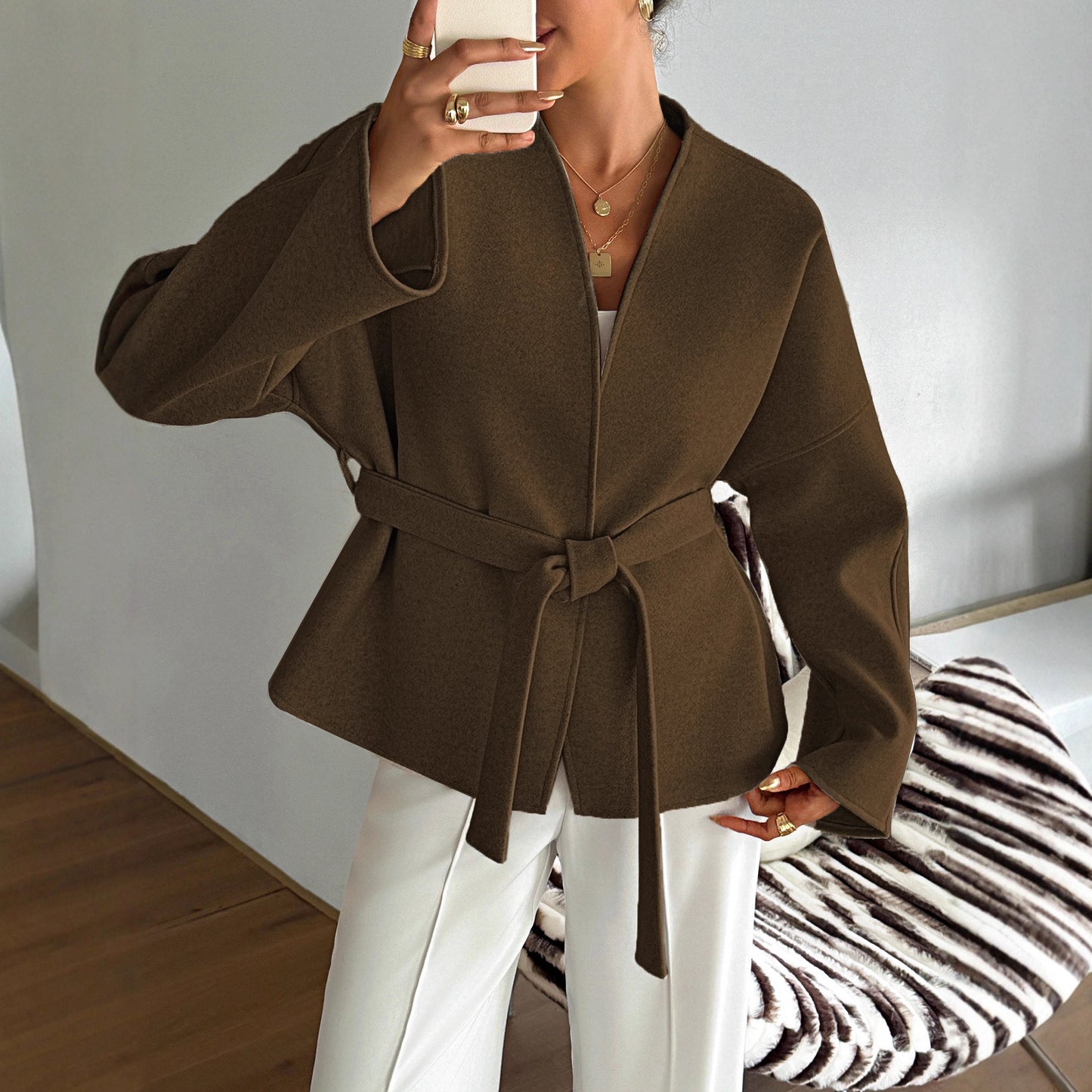 Casual Vacation Strap Long Sleeve Suit Coat Women's Clothing