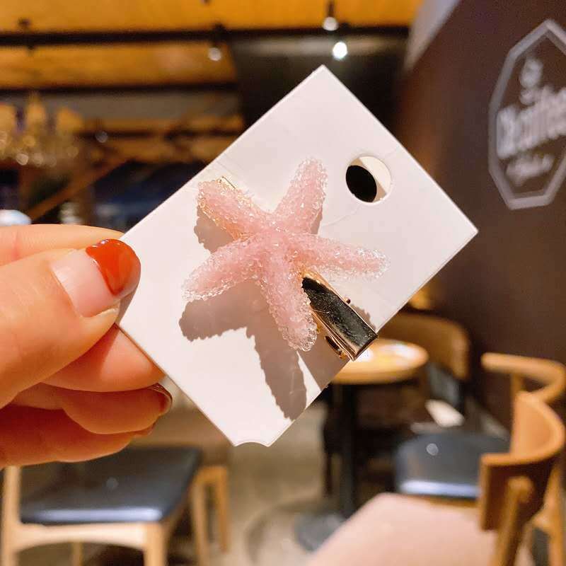 Koreanische Kristall-Seestern-Haarspange, seitliche Damen-Haarspange, Entenschnabel-Haarspange, Macaron-Haarspange